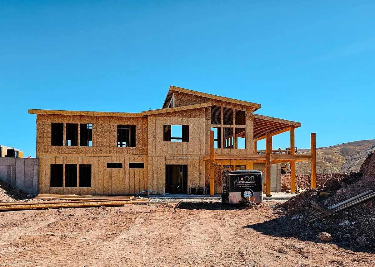Massive structural timber framing for a luxury custom home